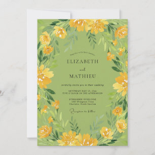 Moss Yellow Wildflower Wedding Invitation