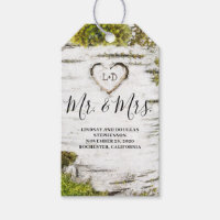 Mossy Birch Tree Heart Mr. and Mrs. Wedding