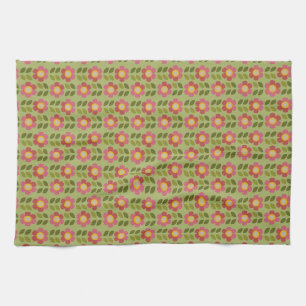 Mossy Bloom - Pink and Green Botanical Tea Towel