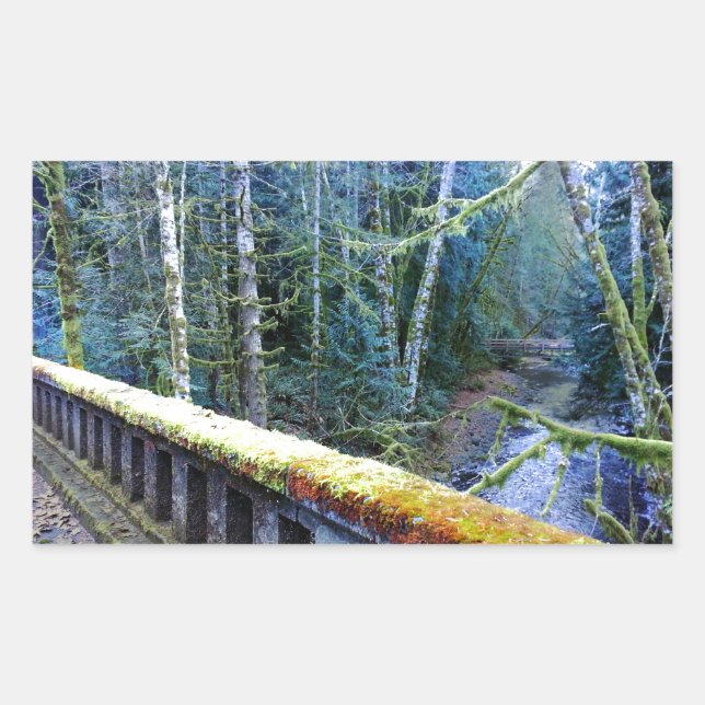 mossy Bridges Near Lake Crescent Lodge Rectangular Sticker (Front)