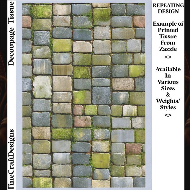 Mossy Cobblestone Repeating Pattern ES3 Decoupage Tissue Paper (Creator Uploaded)