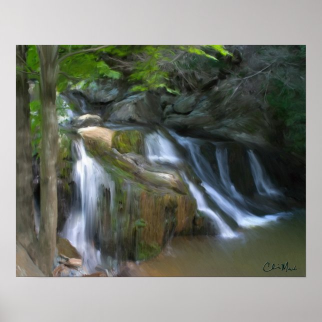 Mossy Falls - Painting Poster (Front)