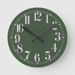 Mossy Green and White Wall Clock