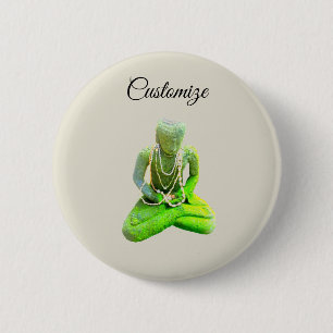 Mossy Green Buddha Meditating Thunder_Cove 6 Cm Round Badge