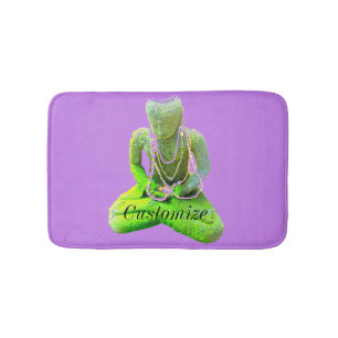 Mossy Green Buddha Meditating Thunder_Cove Bath Mat