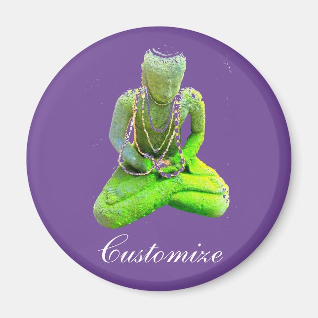 Mossy Green Buddha Meditating Thunder_Cove Magnet (Front)