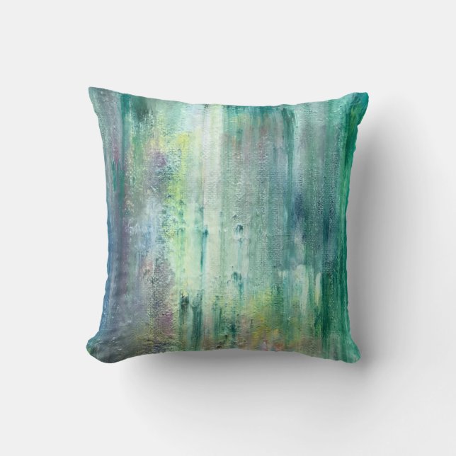 Mossy-Hand Painted Abstract Art Cushion (Front)