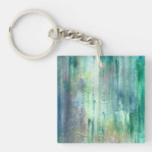 Mossy-Hand Painted Abstract Art Key Ring