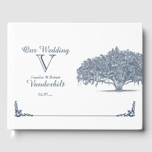 Mossy Oak Tree in Blue Wedding Guest Book