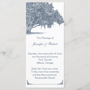 Mossy Oak Tree in Blue Wedding Program