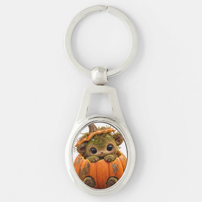 Mossy Pumpkin Creature Keychain (Front)