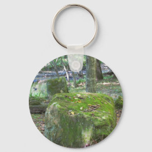 Mossy Rocks on Bank Key Ring