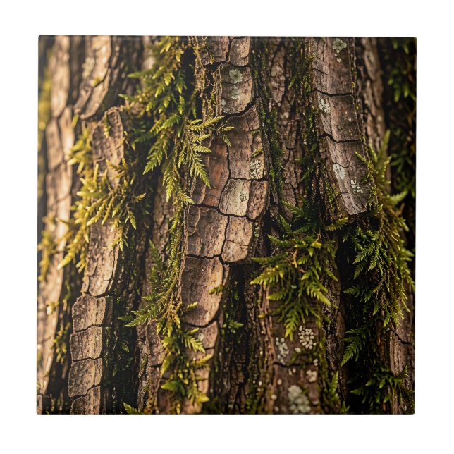  Mossy Tree Bark Forest Texture  Ceramic Tile (Front)
