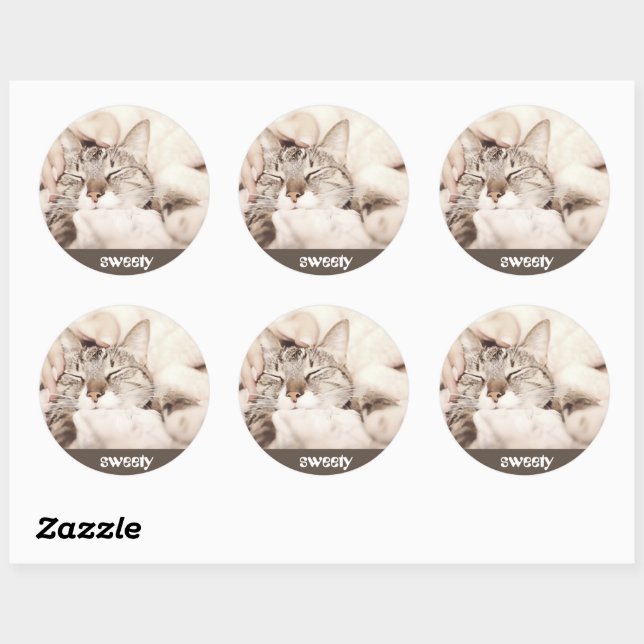 most adorable little cat classic round sticker (Sheet)