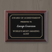 Most Amazing Aunt Award Plaque