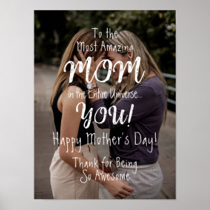 Most Amazing Mum Cute Calligraphy Personalised Poster