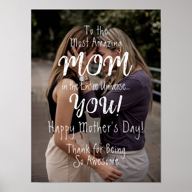 Most Amazing Mum Cute Calligraphy Personalised Poster (Front)