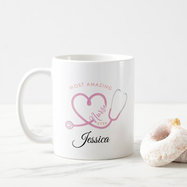 Most Amazing Nurse Ever | Nurse Appreciation Coffee Mug (With Donut)