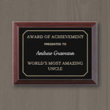 Most Amazing Uncle Award Plaque