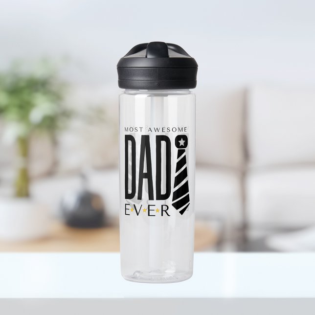 Most Awesome Dad Ever Father's Day Tie Typography  Water Bottle (Creator Uploaded)