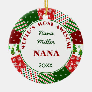 Most Awesome NANA or Any Grandma Name Ceramic Ornament