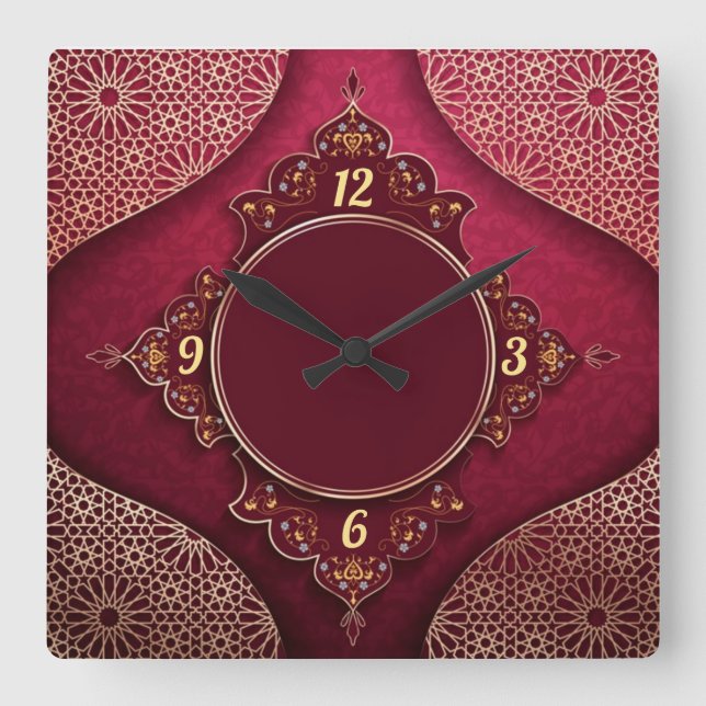 Most beautiful caligraphic style square wall clock (Front)