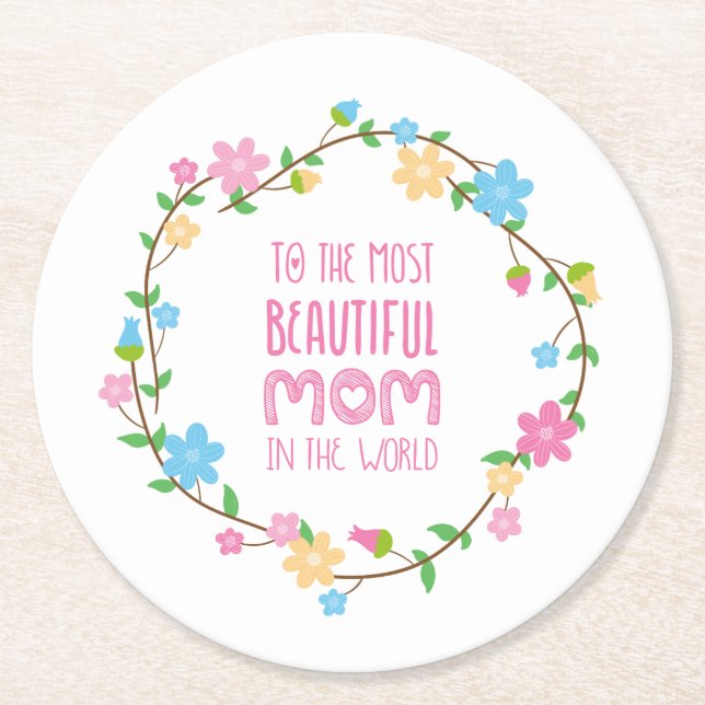 Most Beautiful Mum Mother's Day | Coaster (Front)