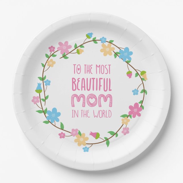 Most Beautiful Mum Mother's Day | Paper Plate (Front)