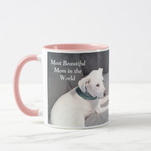 Most Beautiful Mum Photo of Cute White Dog Pink Mug