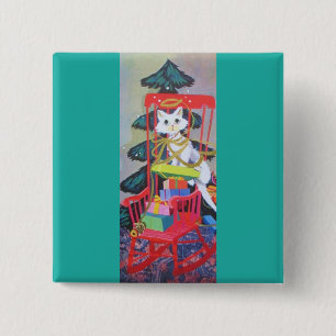Most Beautiful Vintage Christmas Kitten 15 Cm Square Badge
