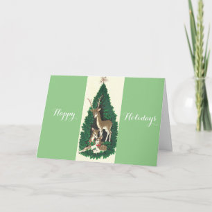 Most Beautiful Vintage Christmas Reindeer Family Holiday Card