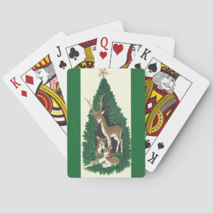 Most Beautiful Vintage Christmas Reindeer Family Playing Cards