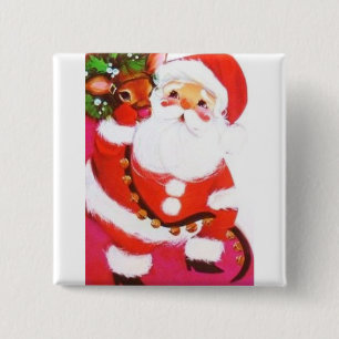 Most Beautiful Vintage Christmas Santa Reindeer 15 Cm Square Badge