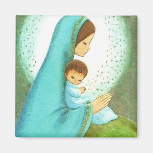 Most Beautiful Vintage Mid Century Madonna & Child Magnet