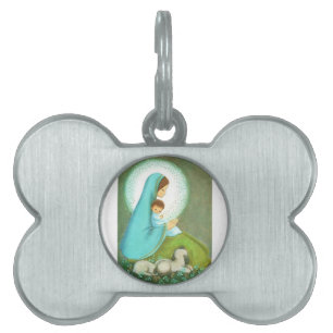 Most Beautiful Vintage Mid Century Madonna & Child Pet Name Tag