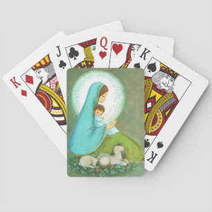 Most Beautiful Vintage Mid Century Madonna & Child Playing Cards
