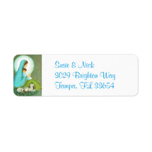 Most Beautiful Vintage Mid Century Madonna & Child Return Address Label