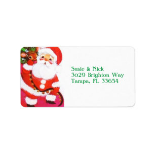 Most Beautiful Vintage Mid Century Santa Reindeer Label