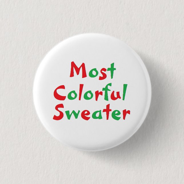 "Most Colourful Sweater" Award Button (Front)
