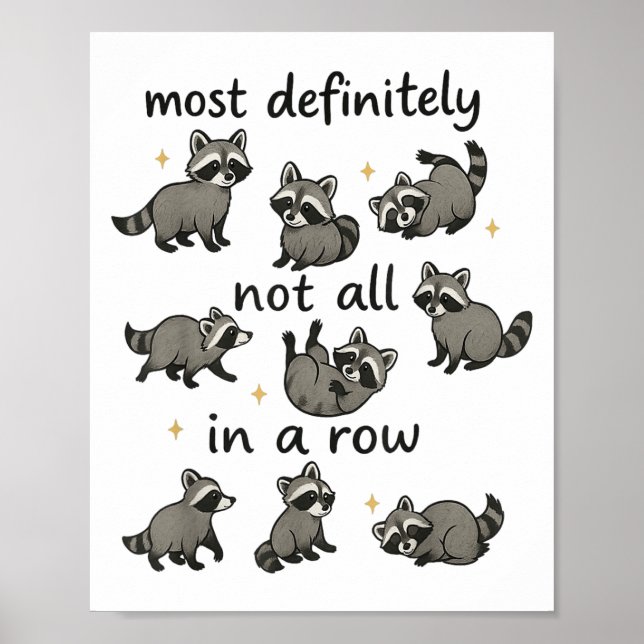 Most Definitely Not All In A Row Funny Racoon Men Poster (Front)