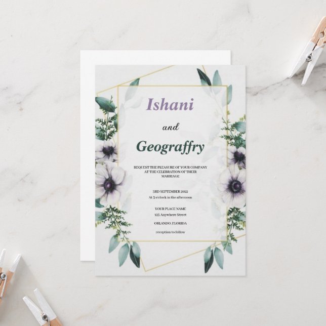 most elegant and modern wedding invitation (Front/Back In Situ)