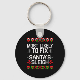 Most Likely Fix Santa Sleigh Christmas Matching Ug Key Ring