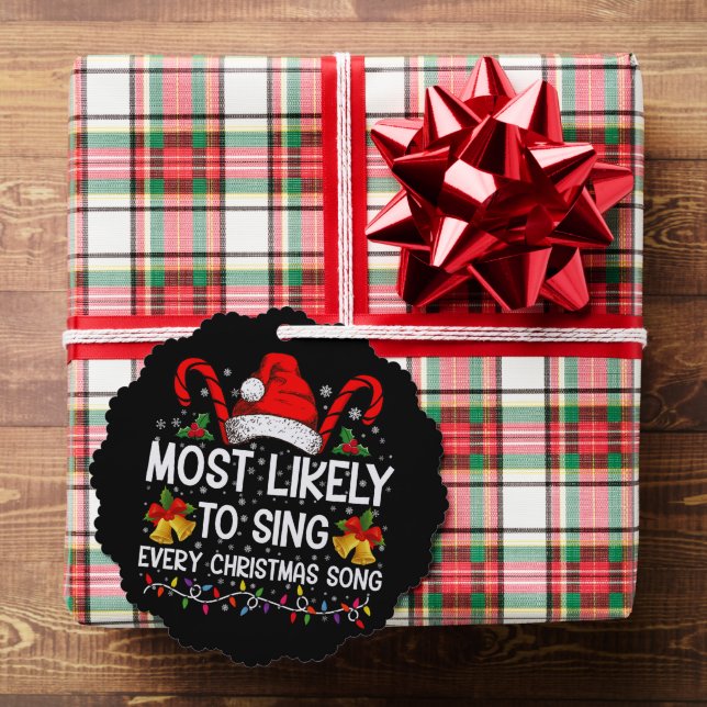 Most Likely Sing Every Christmas Song Xmas Family  Tree Decoration Card (Insitu (Gift))