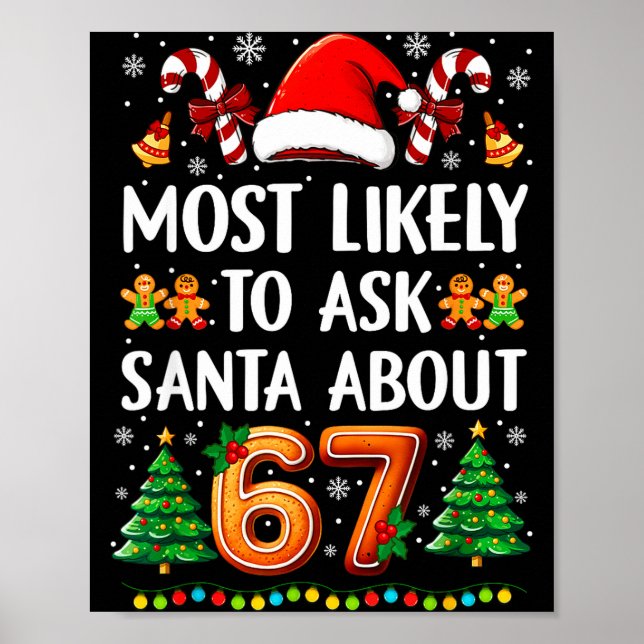 Most Likely To Ask Santa About 67 Funny Christmas  Poster (Front)