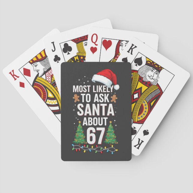 Most Likely To Ask Santa About 67 Six Seven Xmas  Playing Cards (Back)