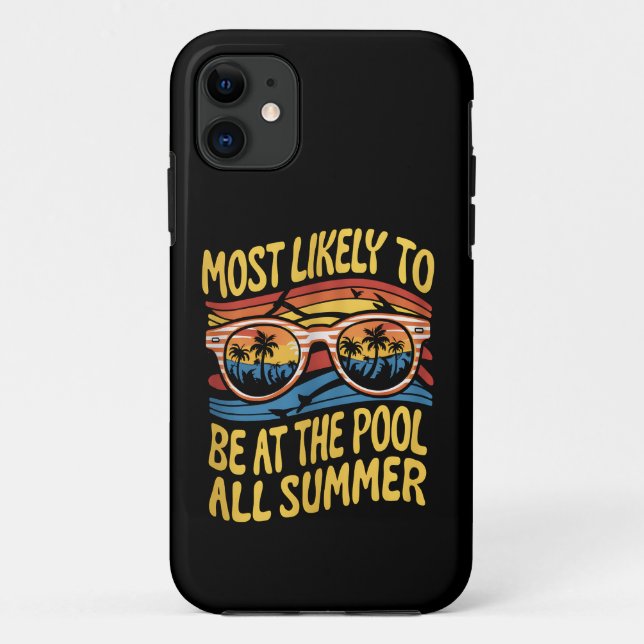 Most Likely To Be At The Pool All Summer Groovy Case-Mate iPhone Case (Back)