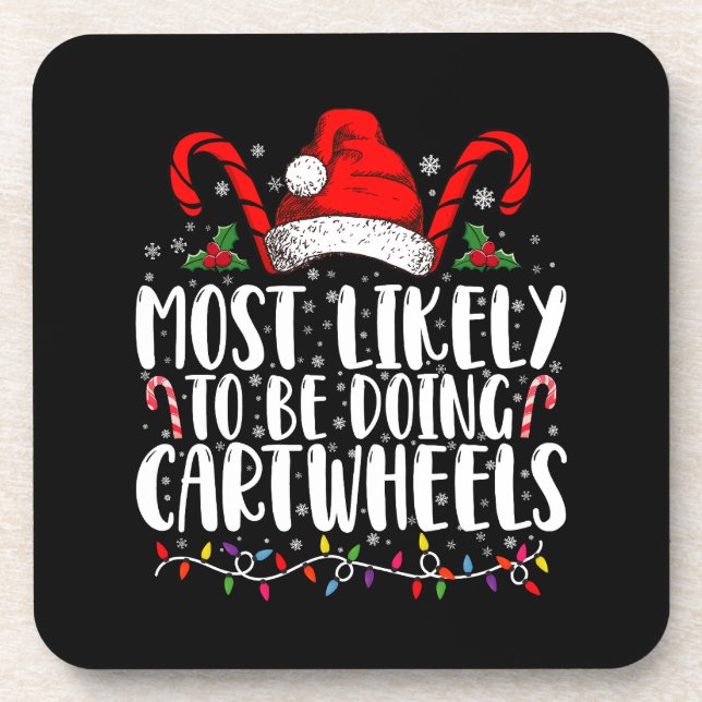 Most Likely To Be Doing Cartwheels Matching Xmas Coaster (Front)