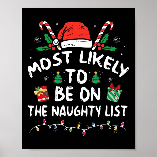 Most Likely To Be On The Naughty List Fun Family C Poster (Front)