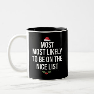 Most Likely To Be On The Nice List Christmas Two-Tone Coffee Mug