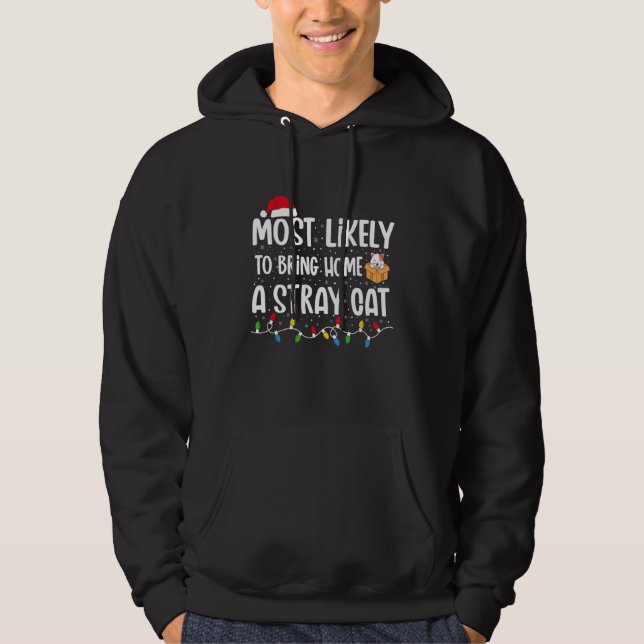 Most Likely To Bring Home A Stray Cat Matching Fam Hoodie (Front)